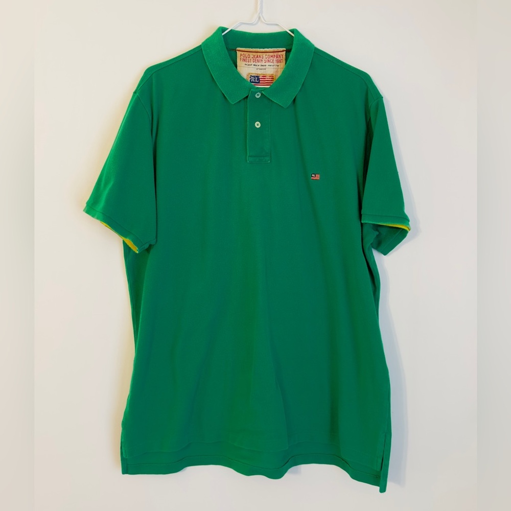 Polo by Ralph Lauren Vibrant Green Polo Shirt XL Retro Vintage